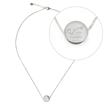 Personalised Scorpio Zodiac Star Sign Silver Tone Necklace (October 23rd - November 21st) - Personalise It!