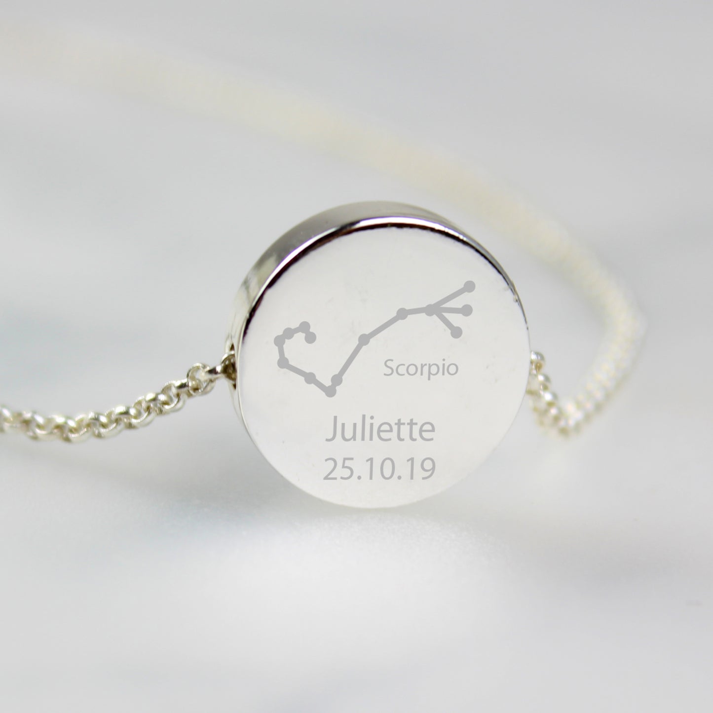 Personalised Scorpio Zodiac Star Sign Silver Tone Necklace (October 23rd - November 21st) - Personalise It!