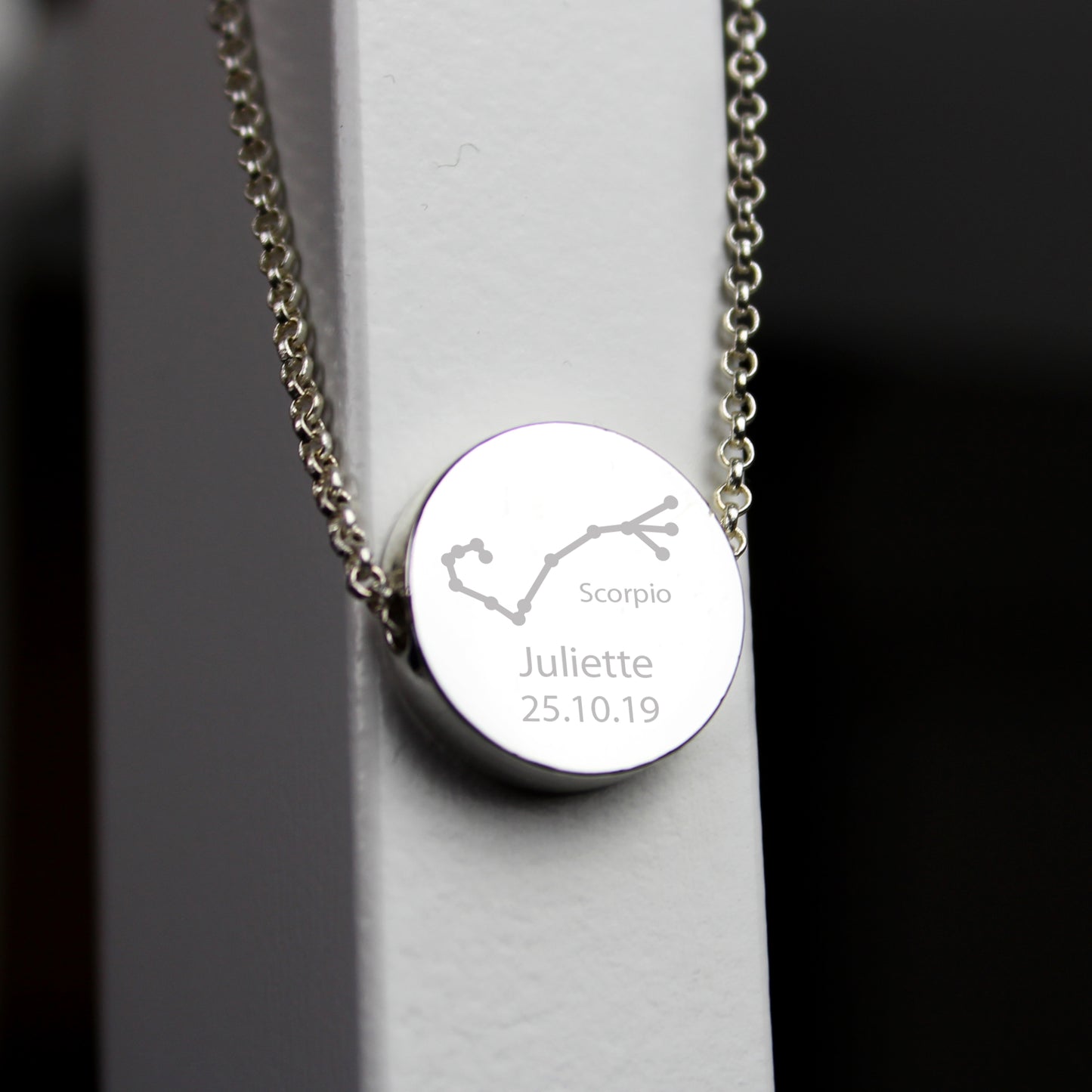 Personalised Scorpio Zodiac Star Sign Silver Tone Necklace (October 23rd - November 21st) - Personalise It!