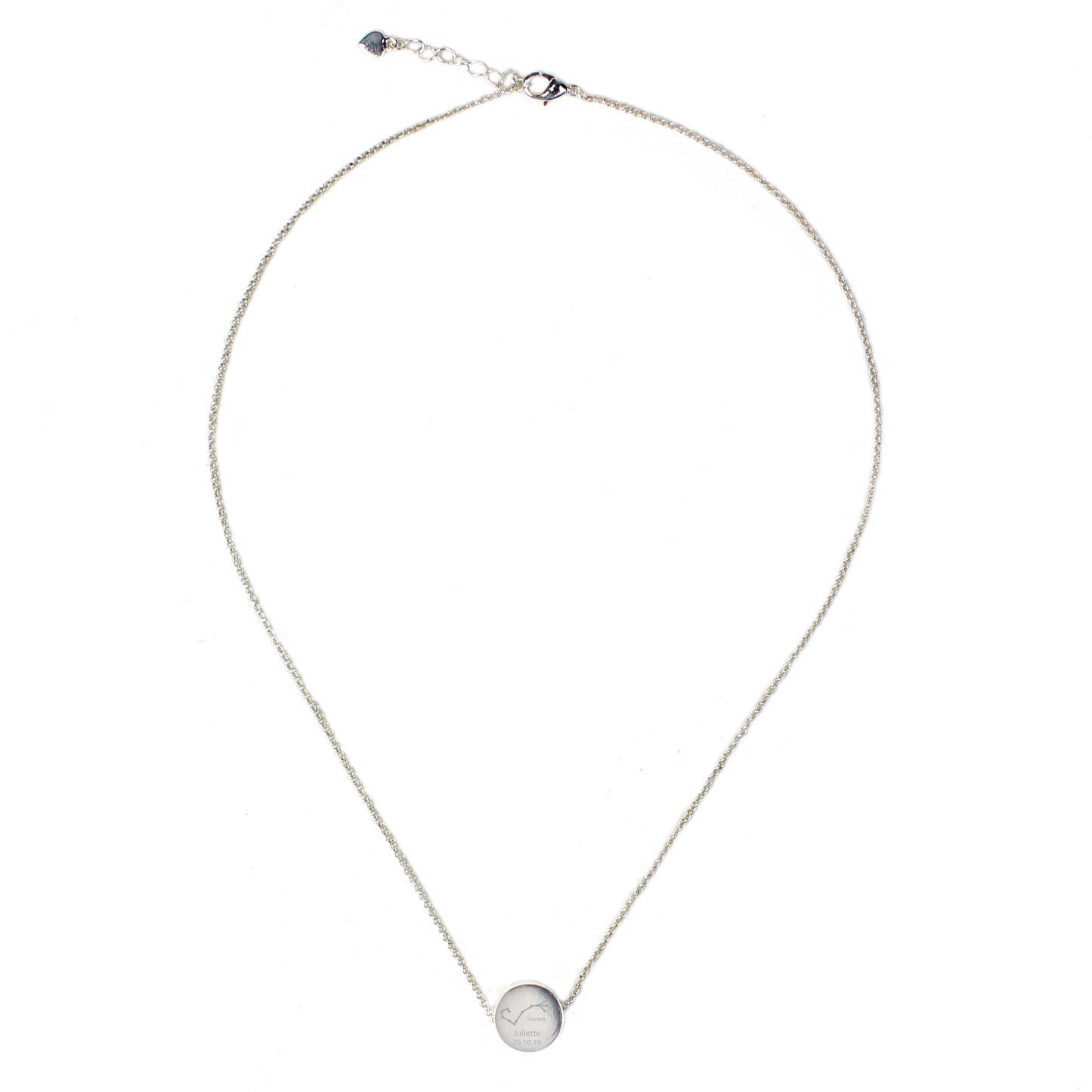 Personalised Scorpio Zodiac Star Sign Silver Tone Necklace (October 23rd - November 21st) - Personalise It!