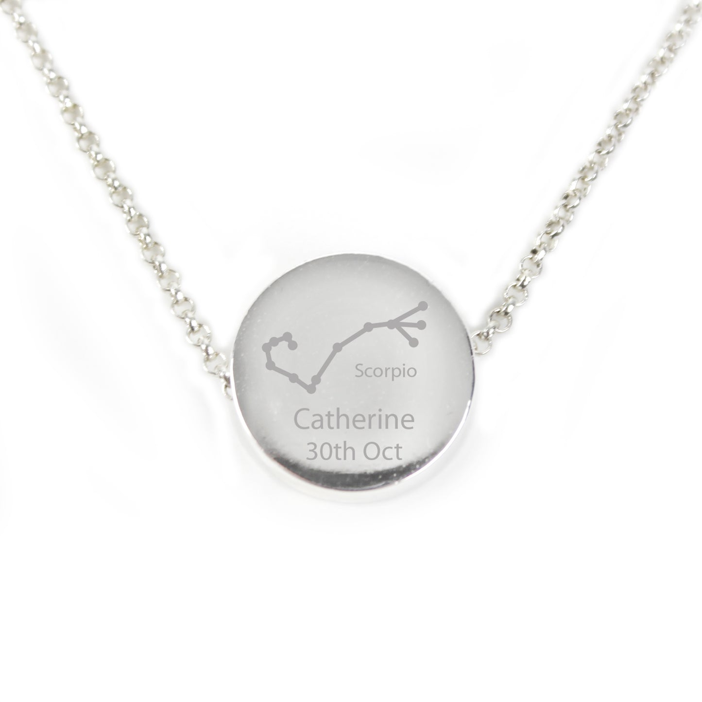 Personalised Scorpio Zodiac Star Sign Silver Tone Necklace (October 23rd - November 21st) - Personalise It!