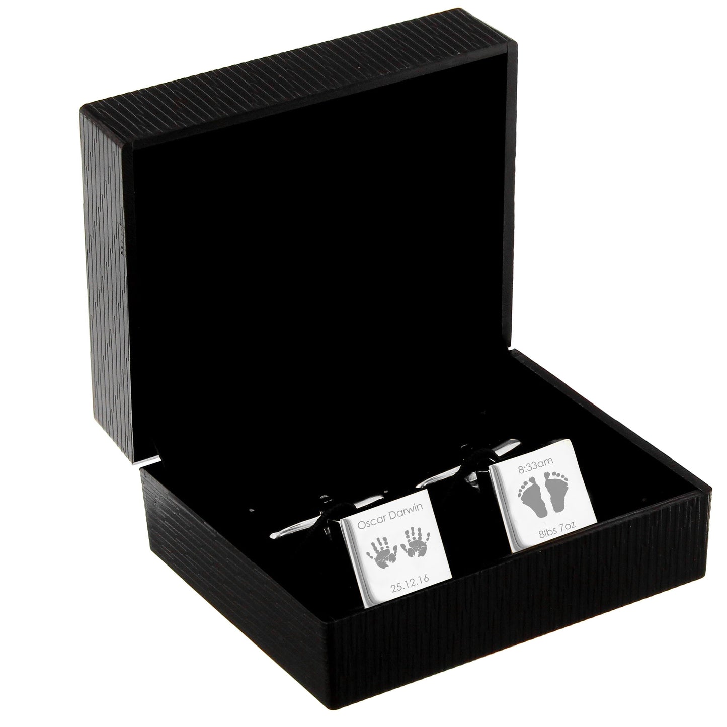 Personalised Hands and Feet New Baby Square Cufflinks - Personalise It!