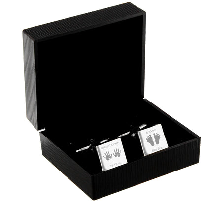 Personalised Hands and Feet New Baby Square Cufflinks - Personalise It!