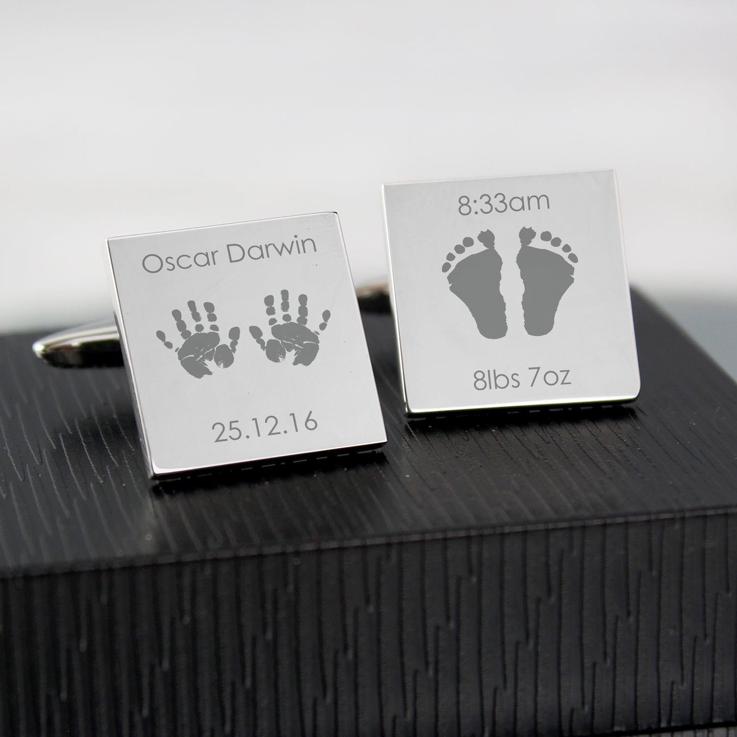 Personalised Hands and Feet New Baby Square Cufflinks - Personalise It!