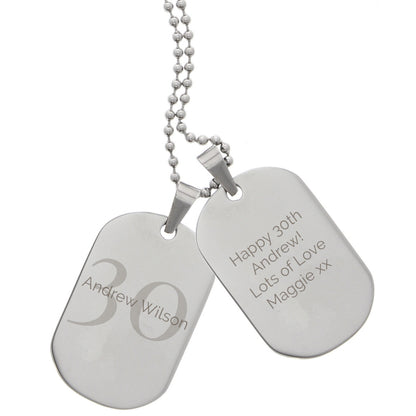 Personalised Big Age Stainless Steel Double Dog Tag Necklace - Personalise It!