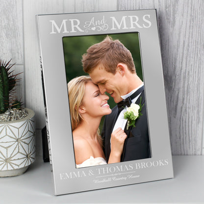 Personalised Mr & Mrs 4x6 Silver Photo Frame - Personalise It!