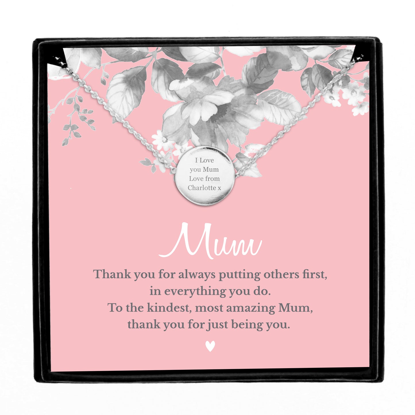 Personalised Mum Sentiment Silver Tone Necklace and Box - Personalise It!