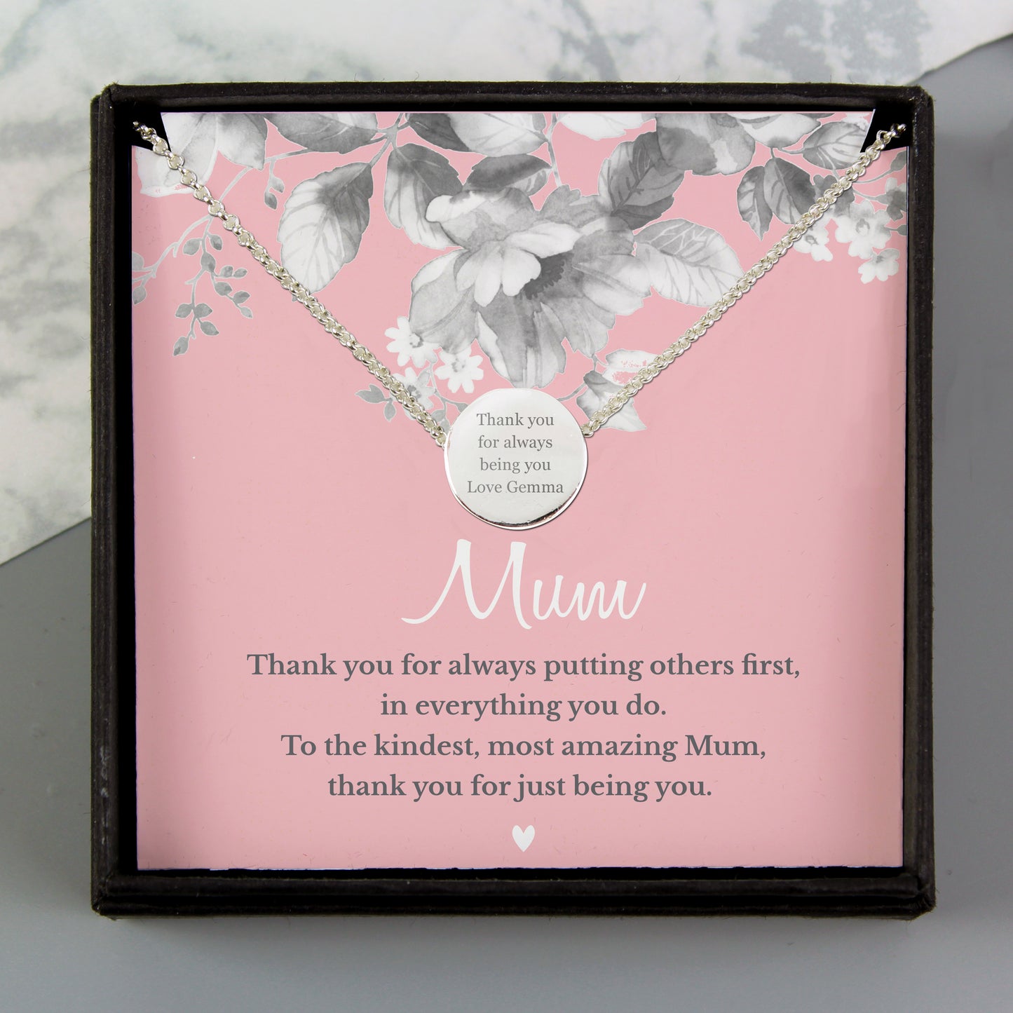 Personalised Mum Sentiment Silver Tone Necklace and Box - Personalise It!