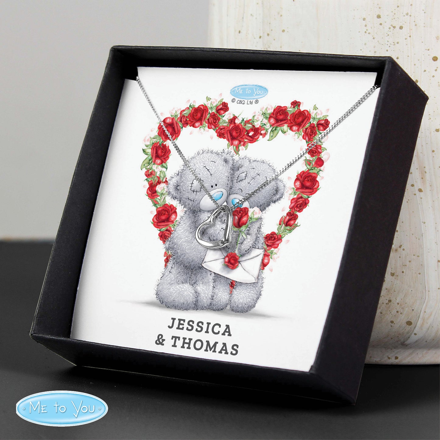 Personalised Me to You Valentine Sentiment Heart Necklace and Box - Personalise It!
