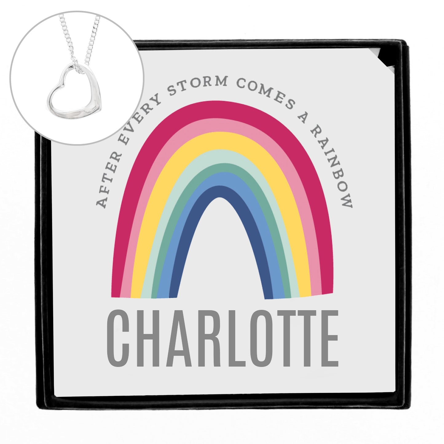 Personalised Rainbow Sentiment Silver Tone Necklace and Box - Personalise It!
