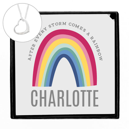 Personalised Rainbow Sentiment Silver Tone Necklace and Box - Personalise It!
