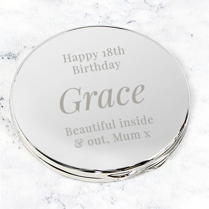 Personalised Free Text Compact Mirror - Personalise It!