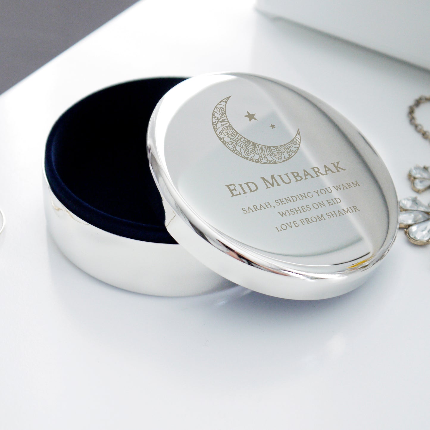 Personalised Eid Round Trinket Box - Personalise It!