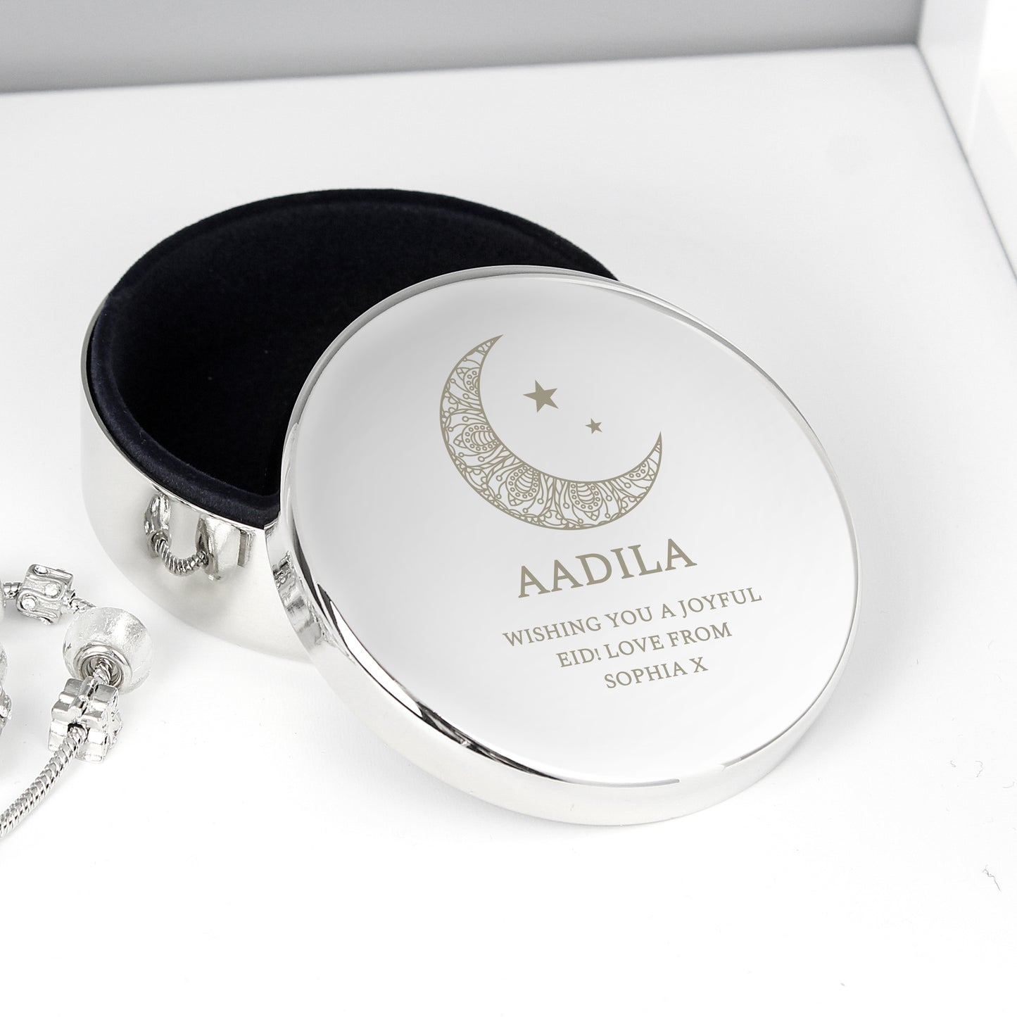 Personalised Eid Round Trinket Box - Personalise It!