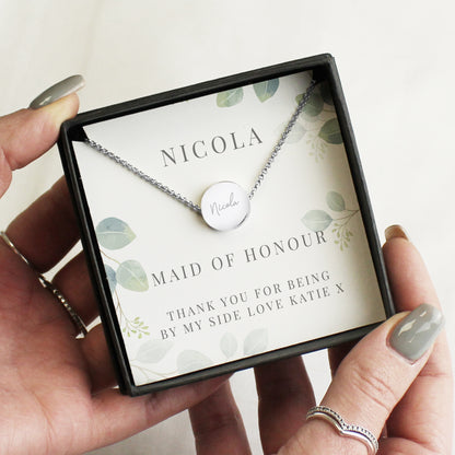 Personalised Botanical Sentiment Silver Tone Necklace and Box - Personalise It!