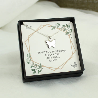 Personalised Botanical Sentiment Butterfly  Necklace and Box - Personalise It!