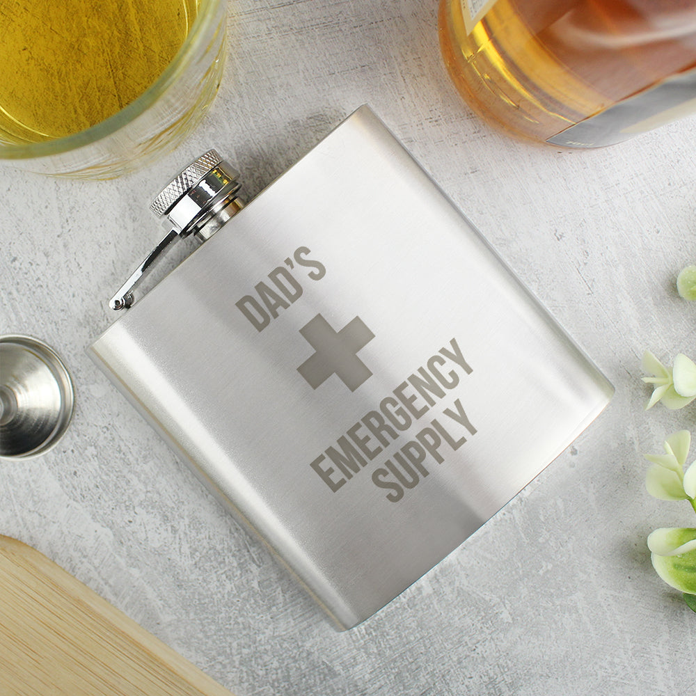 Personalised Emergency Supply Father's Day Hip Flask - Personalise It!