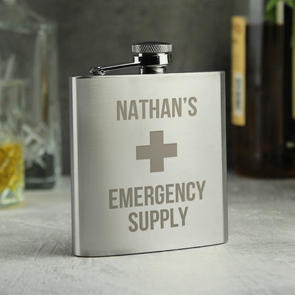 Personalised Emergency Supply Father's Day Hip Flask - Personalise It!