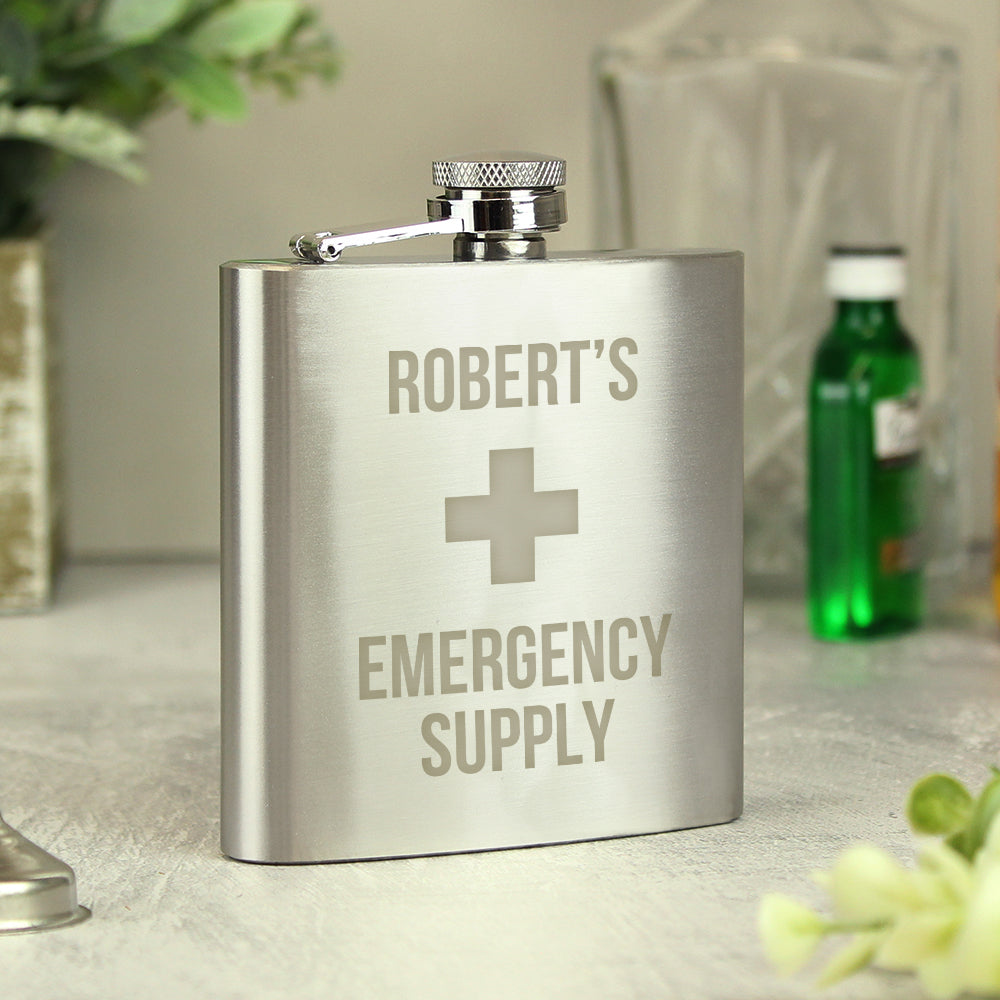 Personalised Emergency Supply Father's Day Hip Flask - Personalise It!