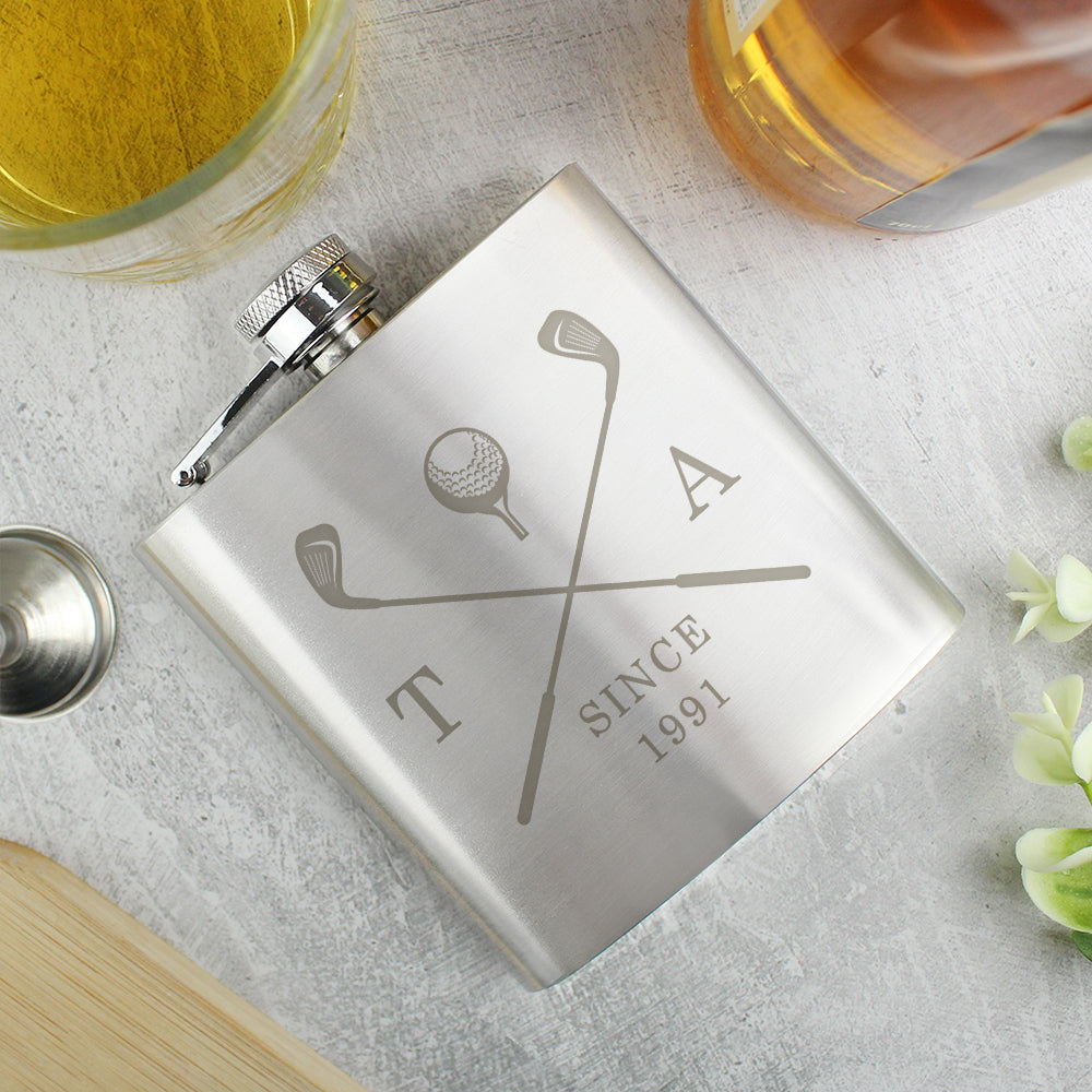 Personalised Golf Father's Day Hip Flask - Personalise It!
