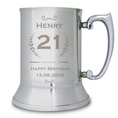 Personalised Age Crest Stainless Steel Tankard - Personalise It!