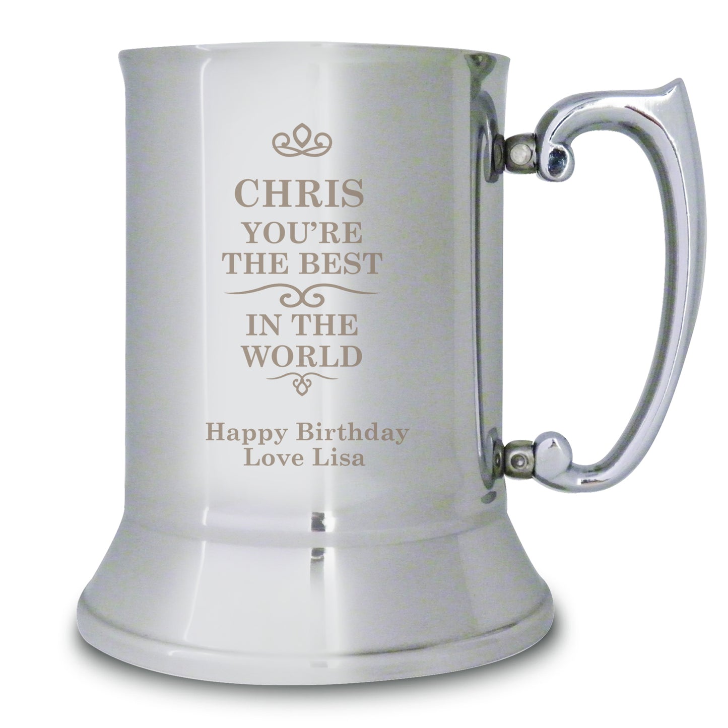 Personalised Best in the World Stainless Steel Tankard - Personalise It!