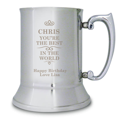 Personalised Best in the World Stainless Steel Tankard - Personalise It!