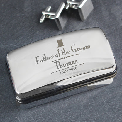 Personalised Decorative Wedding father of the Groom Cufflink Box - Personalise It!