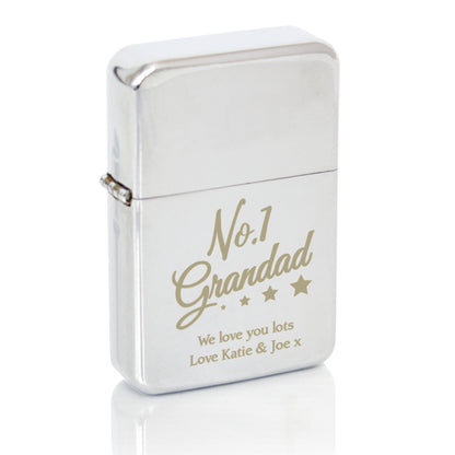 Personalised No.1 Grandad Silver Lighter - Personalise It!