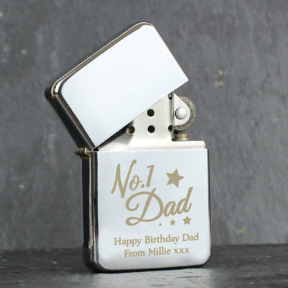 Personalised No.1 Dad Silver Lighter - Personalise It!
