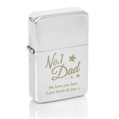 Personalised No.1 Dad Silver Lighter - Personalise It!