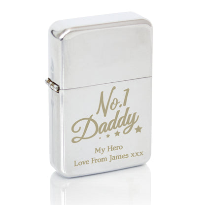 Personalised No.1 Daddy Silver Lighter - Personalise It!