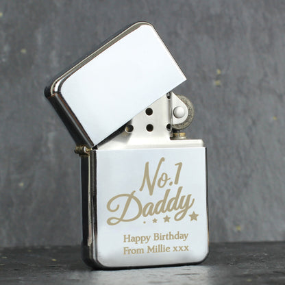 Personalised No.1 Daddy Silver Lighter - Personalise It!