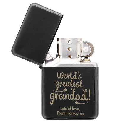 Personalised 'World's Greatest Grandad' Black Lighter - Personalise It!
