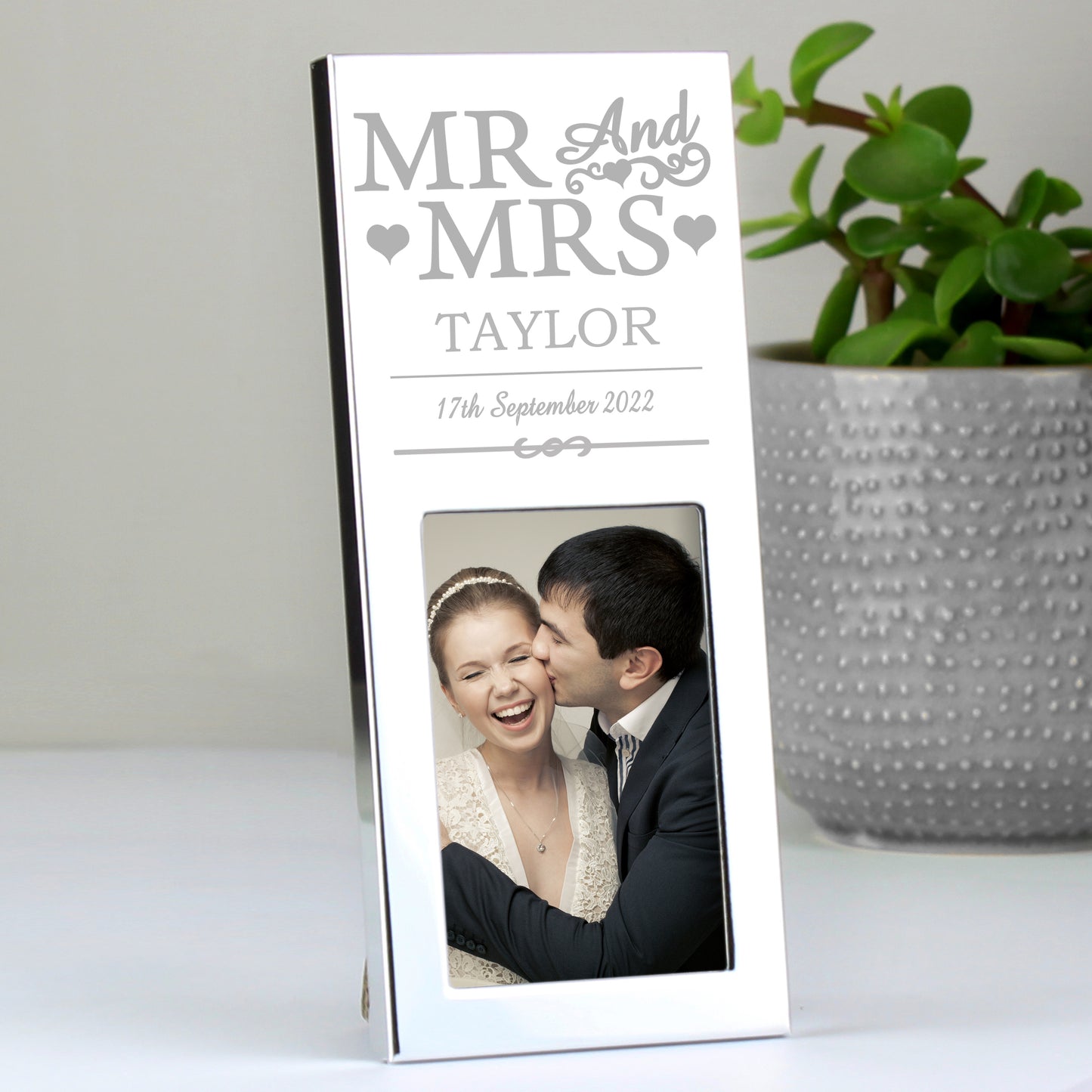 Personalised Small Mr & Mrs 2x3 Silver Photo Frame - Personalise It!