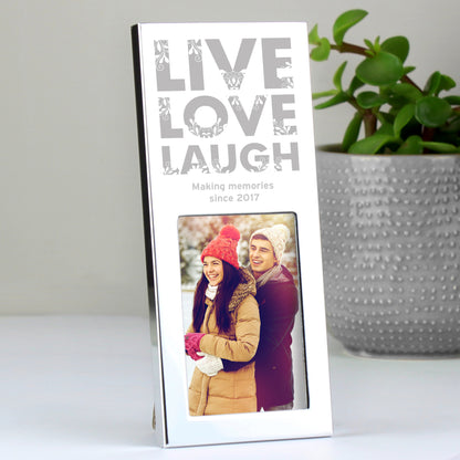 Personalised Small Live Love Laugh 2x3 Silver Photo Frame - Personalise It!