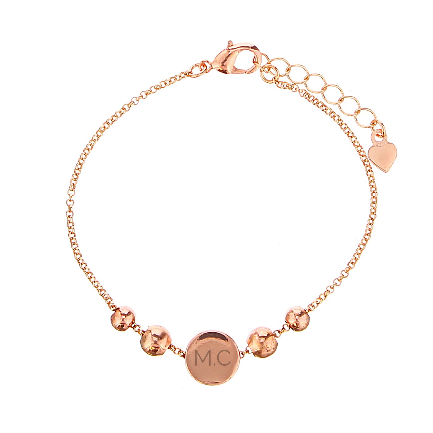 Personalised Rose Gold Tone Initials Disc Bracelet - Personalise It!