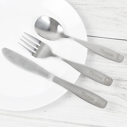 Personalised 3 Piece Hessian Friends Cutlery Set - Personalise It!