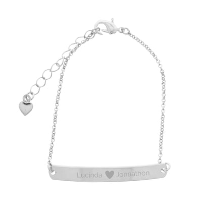 Personalised Silver Tone Heart Bar Bracelet - Personalise It!