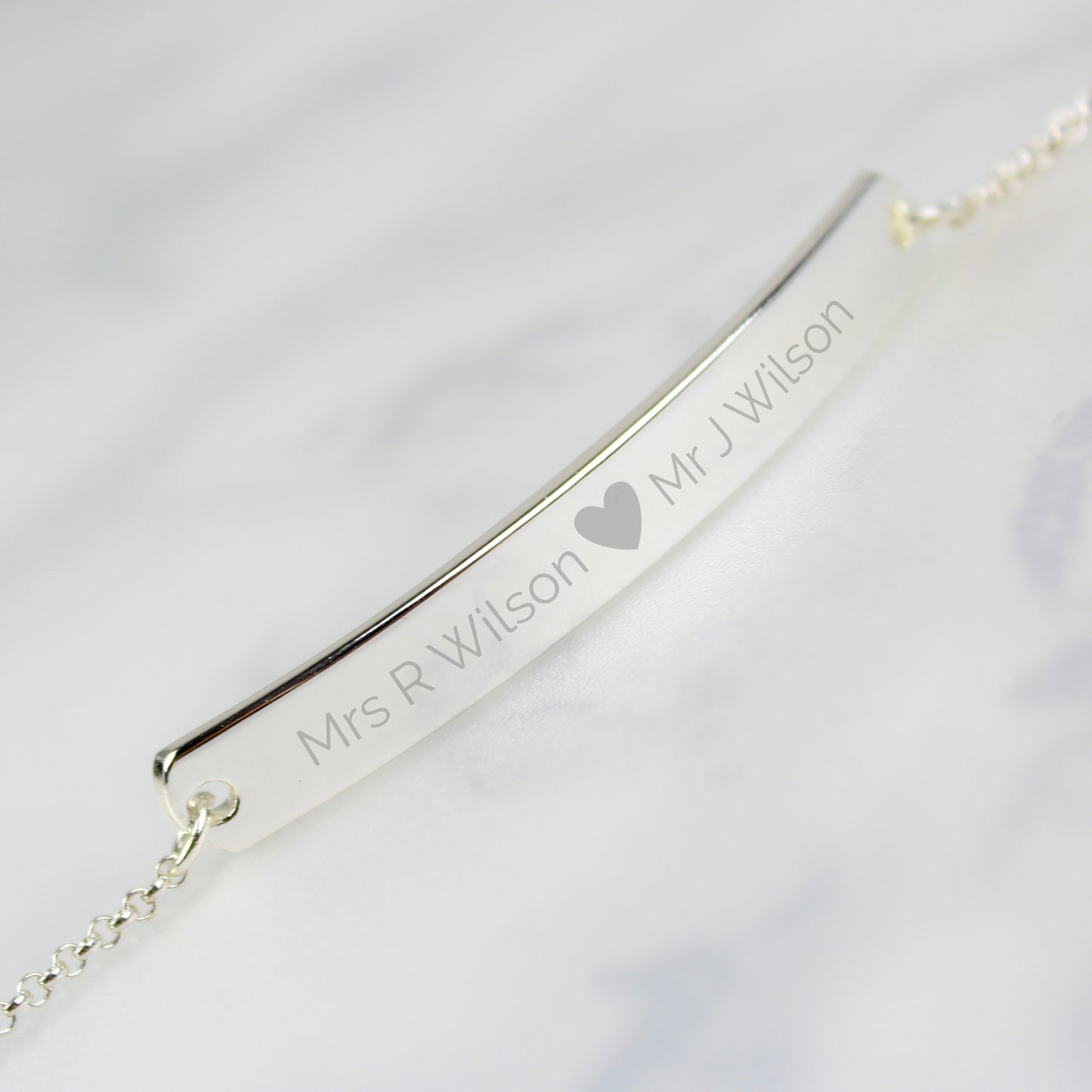 Personalised Silver Tone Heart Bar Bracelet - Personalise It!