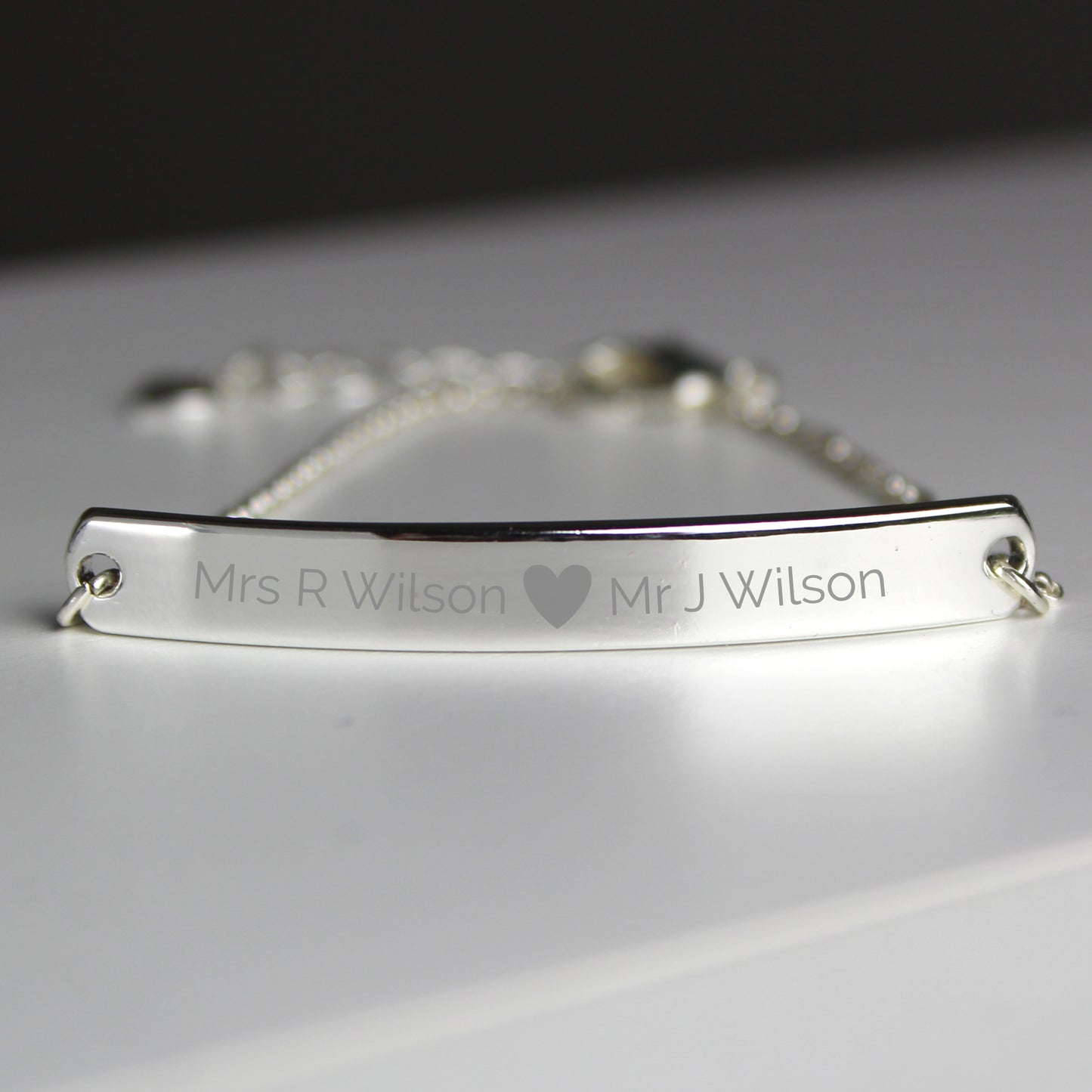 Personalised Silver Tone Heart Bar Bracelet - Personalise It!