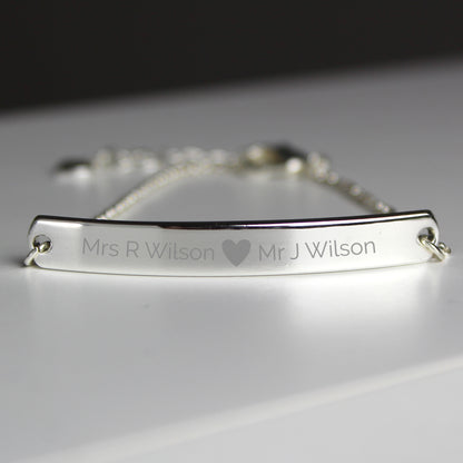 Personalised Silver Tone Heart Bar Bracelet - Personalise It!