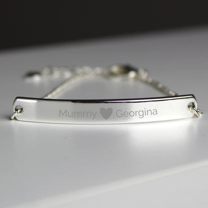 Personalised Silver Tone Heart Bar Bracelet - Personalise It!