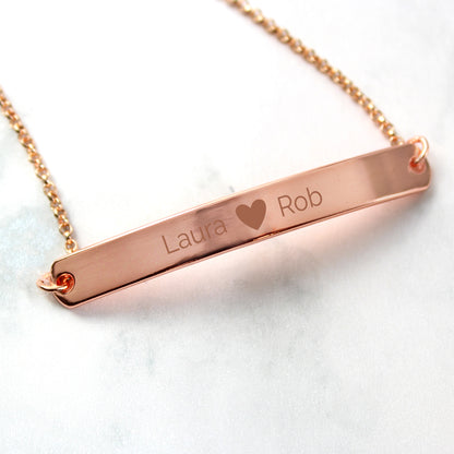 Personalised Rose Gold Tone Heart Bar Bracelet - Personalise It!