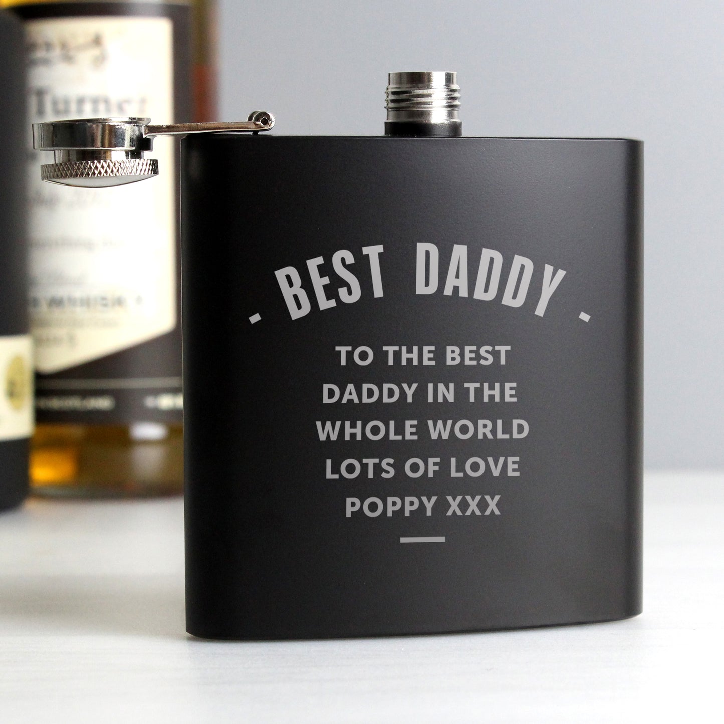 Personalised Any Message Black Hip Flask - Personalise It!