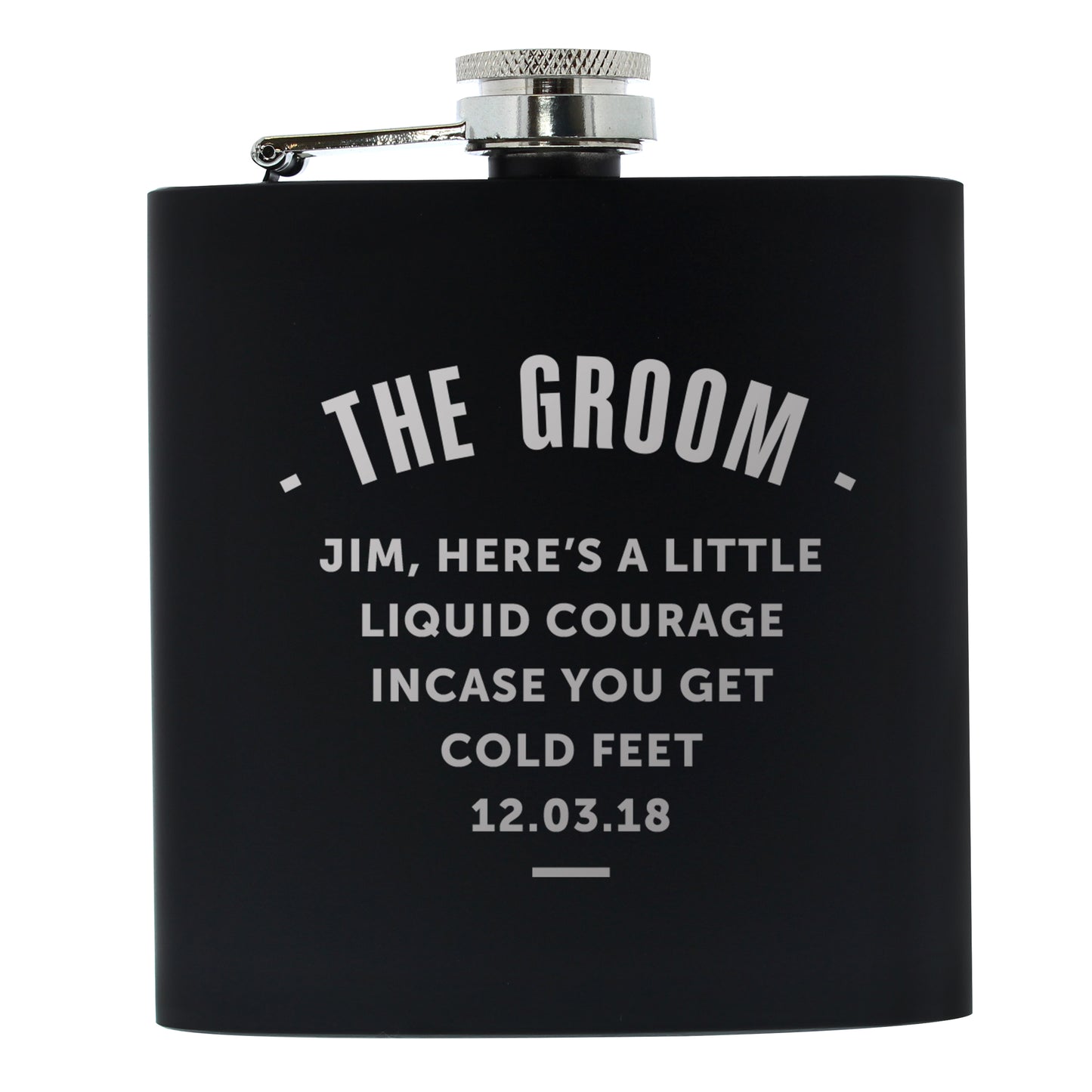 Personalised Any Message Black Hip Flask - Personalise It!