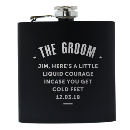 Personalised Any Message Black Hip Flask - Personalise It!