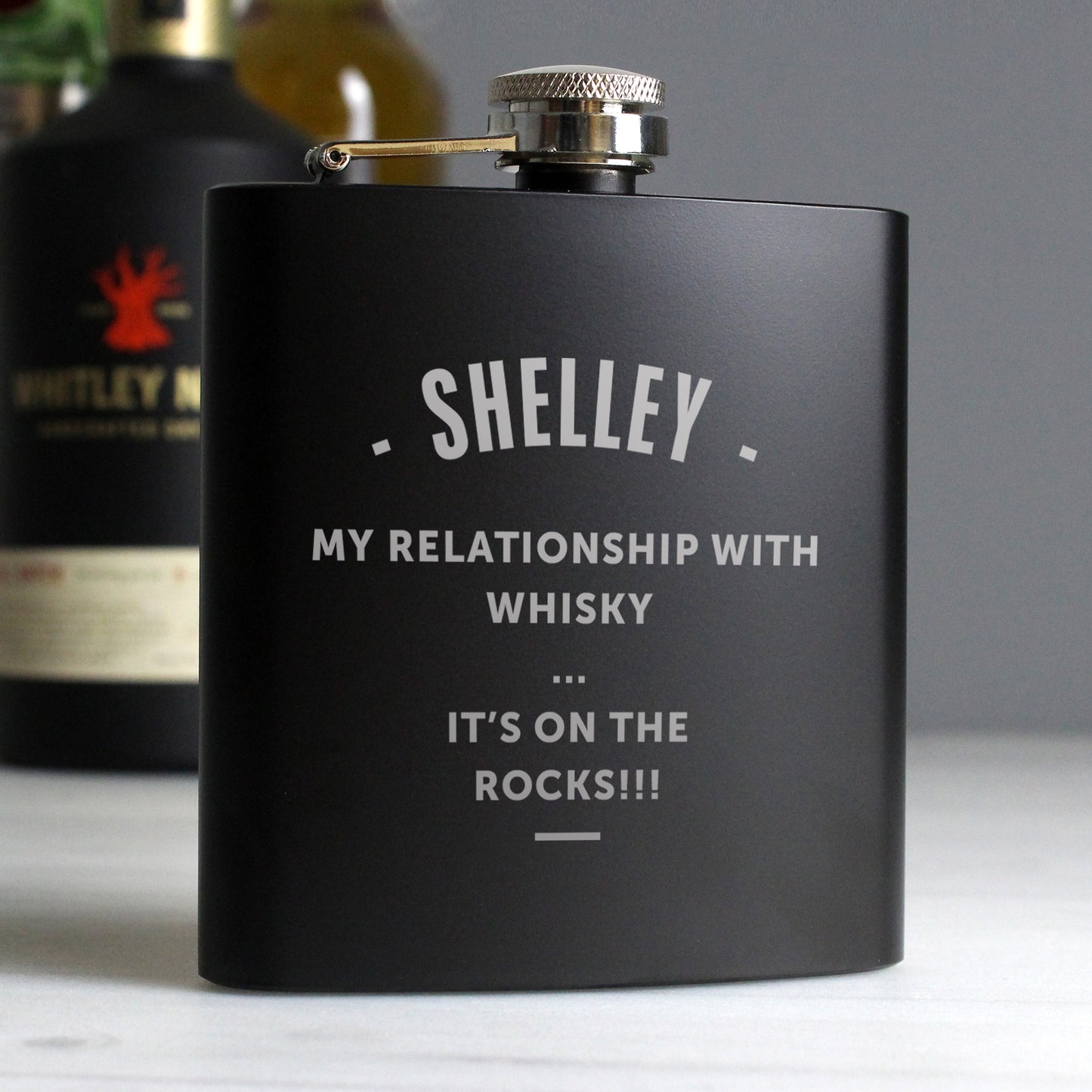 Personalised Any Message Black Hip Flask - Personalise It!
