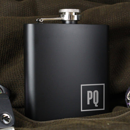 Personalised Initials Black Hip Flask - Personalise It!