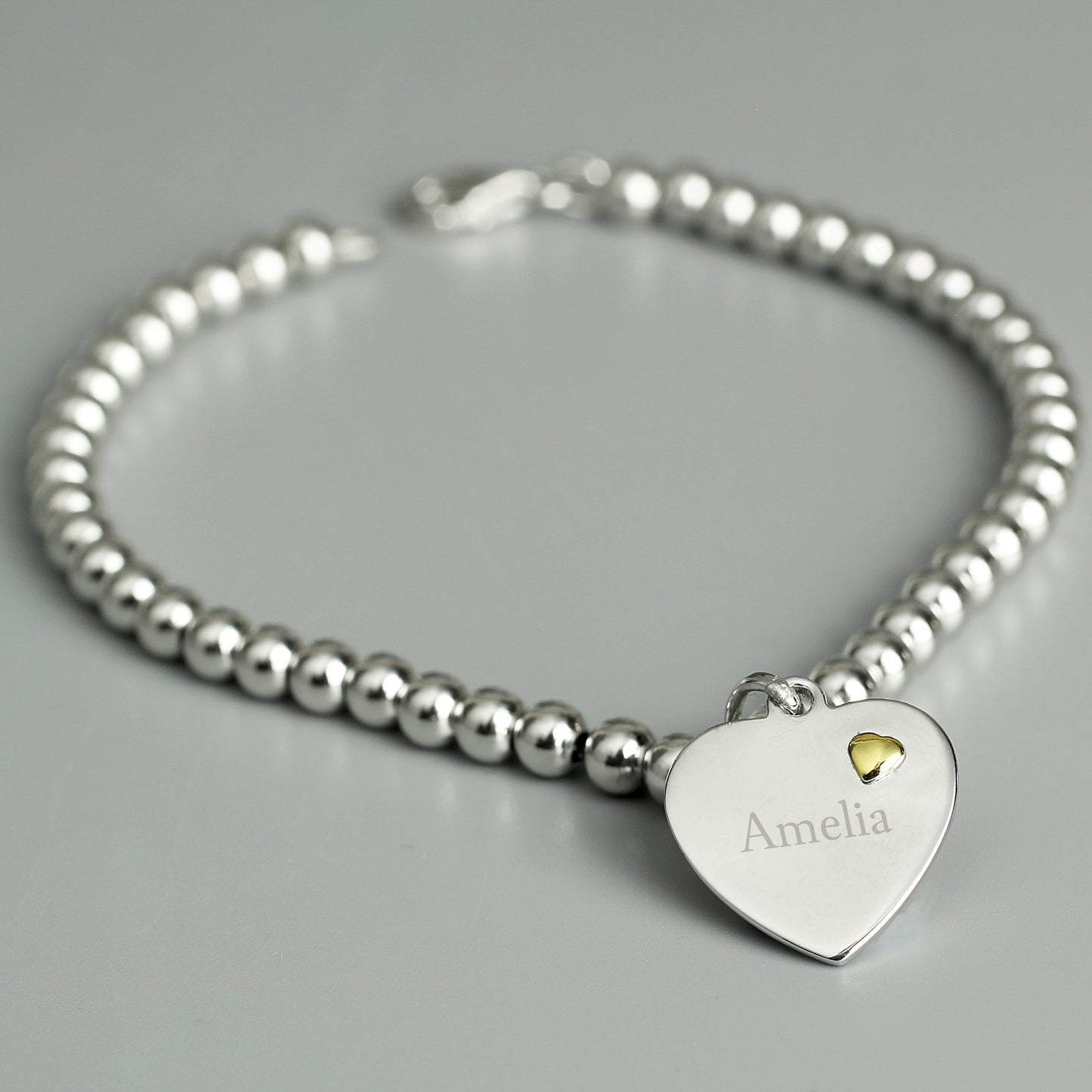 Personalised Sterling Silver and 9ct Gold Heart Bracelet - Personalise It!